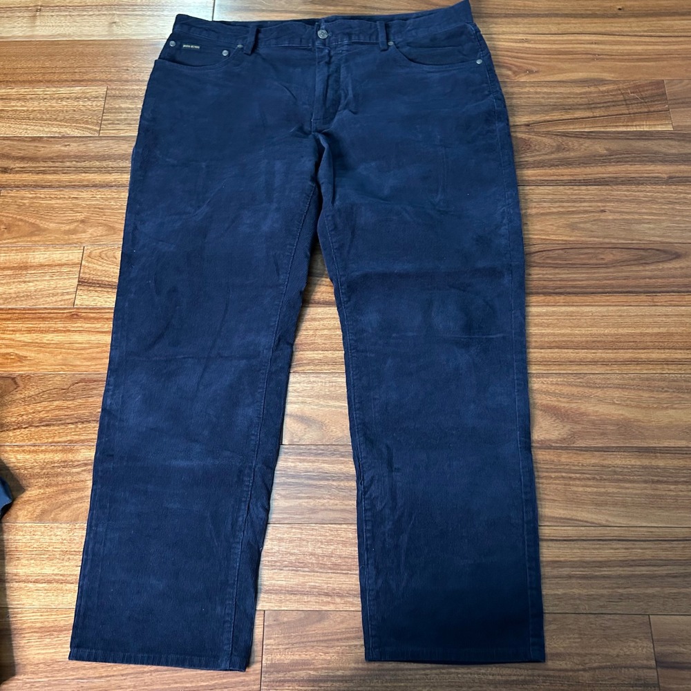 Brooks Brothers Mens Navy Blue Corduroy Pants Regular Fit 38x30 5-Pocket Stretch